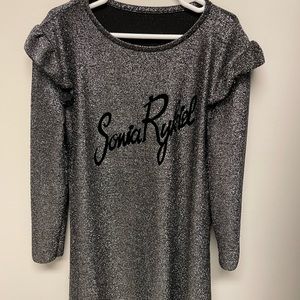 Sonia Rykiel glittery silver logo dress size 10